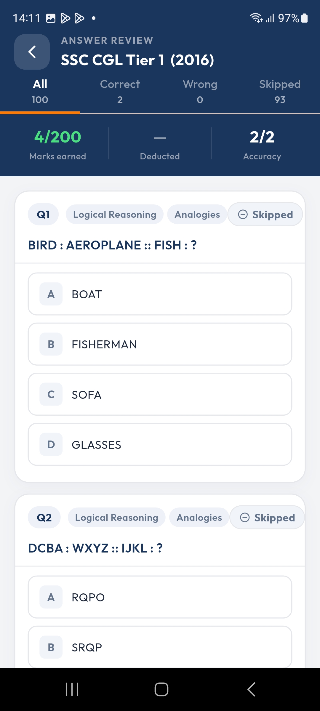 Answer review